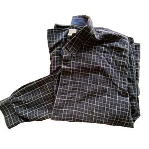 Cutter & Buck Long Sleeve Button Down Navy and Green Plaid Shirt 4XT / 4TGL.